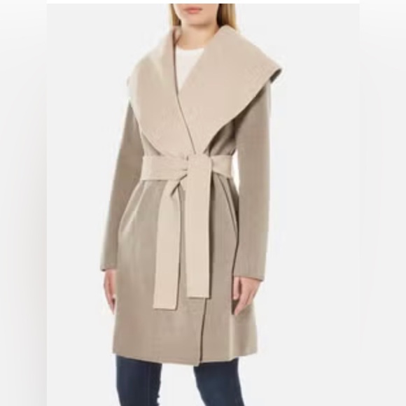 Diane von Furstenberg Jenna Reversible Wool Wrap Coat - Taupe/Oatmeal - Picture 3 of 8